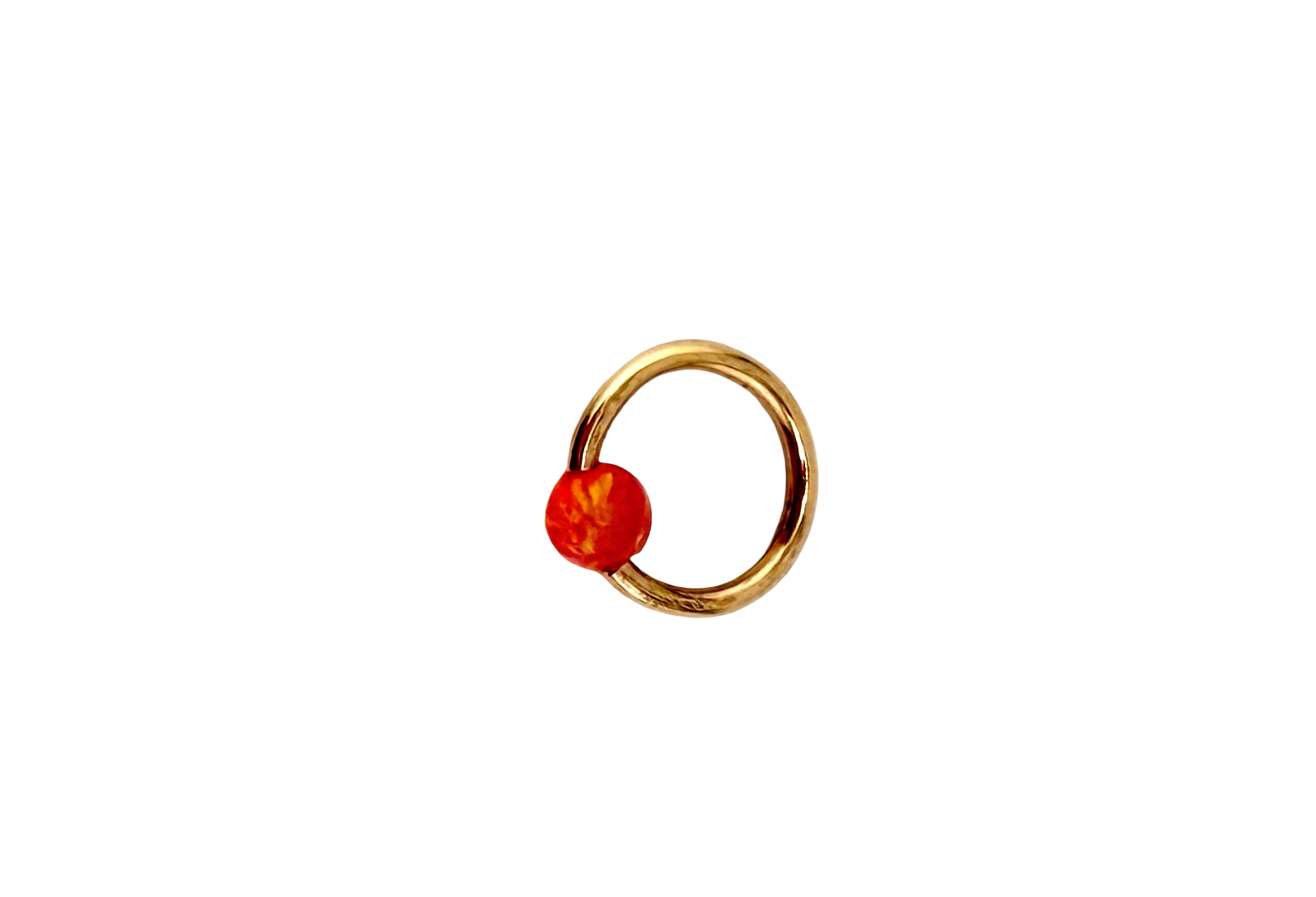 Cautive Ring Piercing with Red Opal14k-Yellow Gold