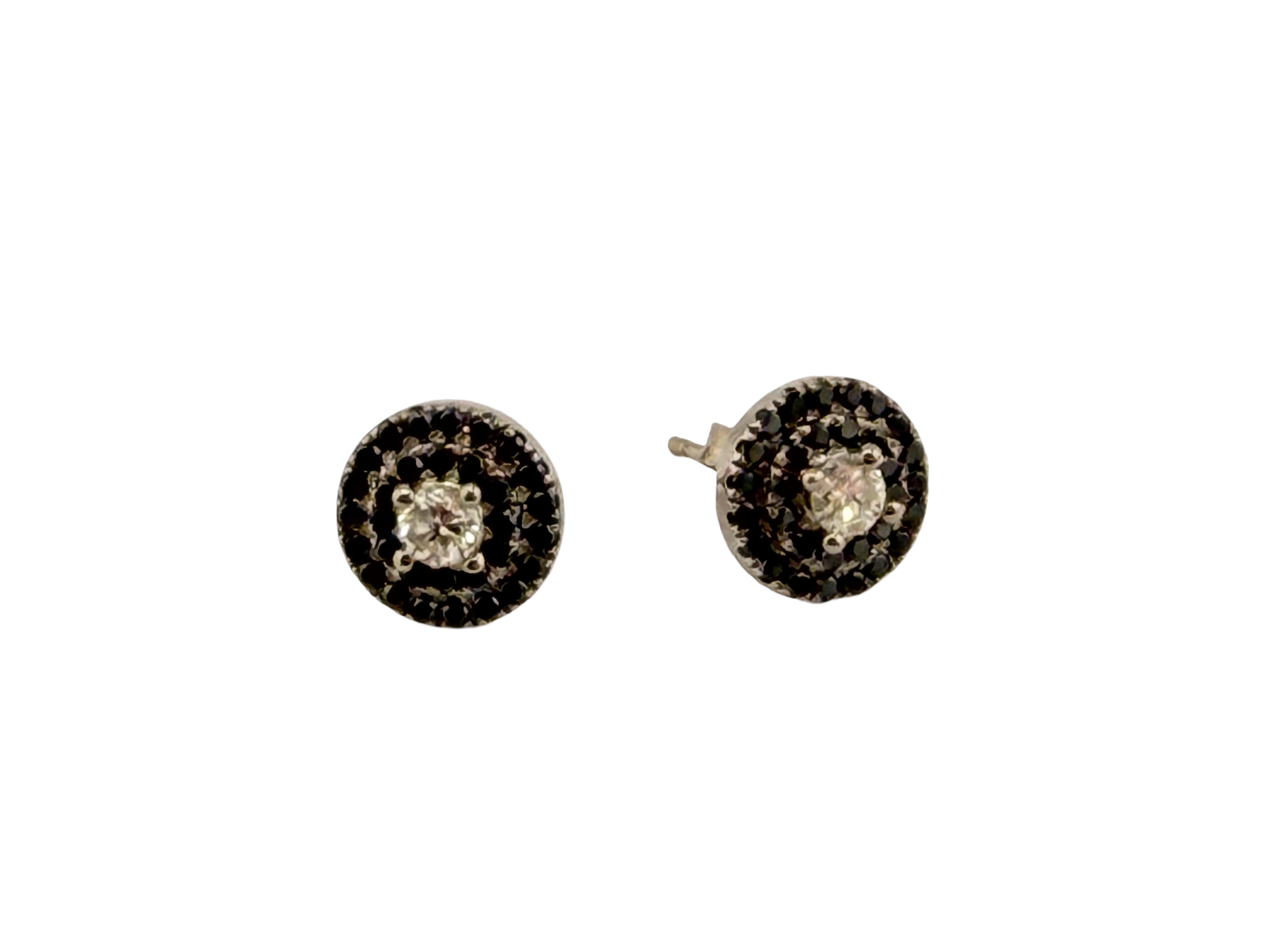 Stud Earrings with Black Diamonds 14K-White Gold