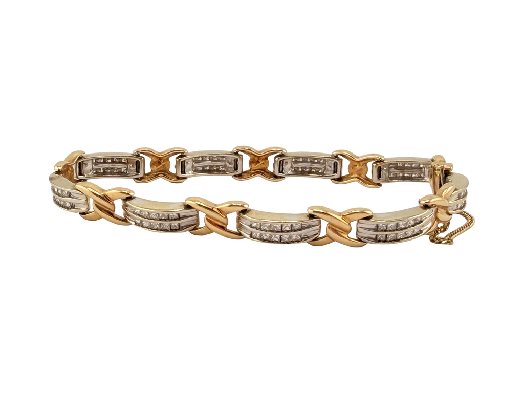 Gold and Diamonds Bracelet 14K-yellow Gold